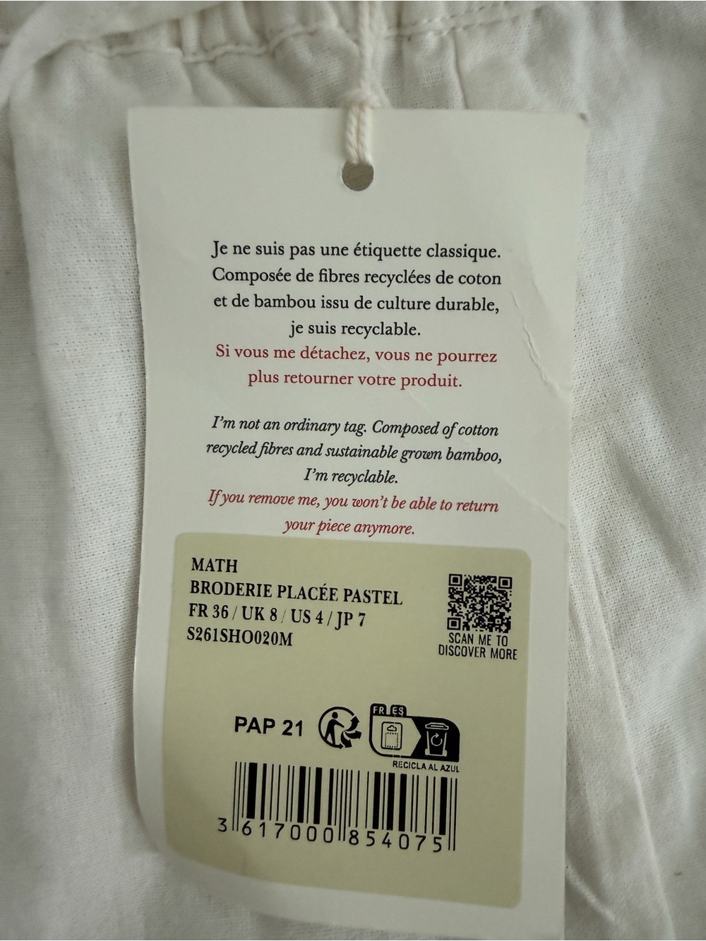 Sezane Math Short Placed Pastel Embroidery Womens Size 4 NWT - Picture 6 of 9